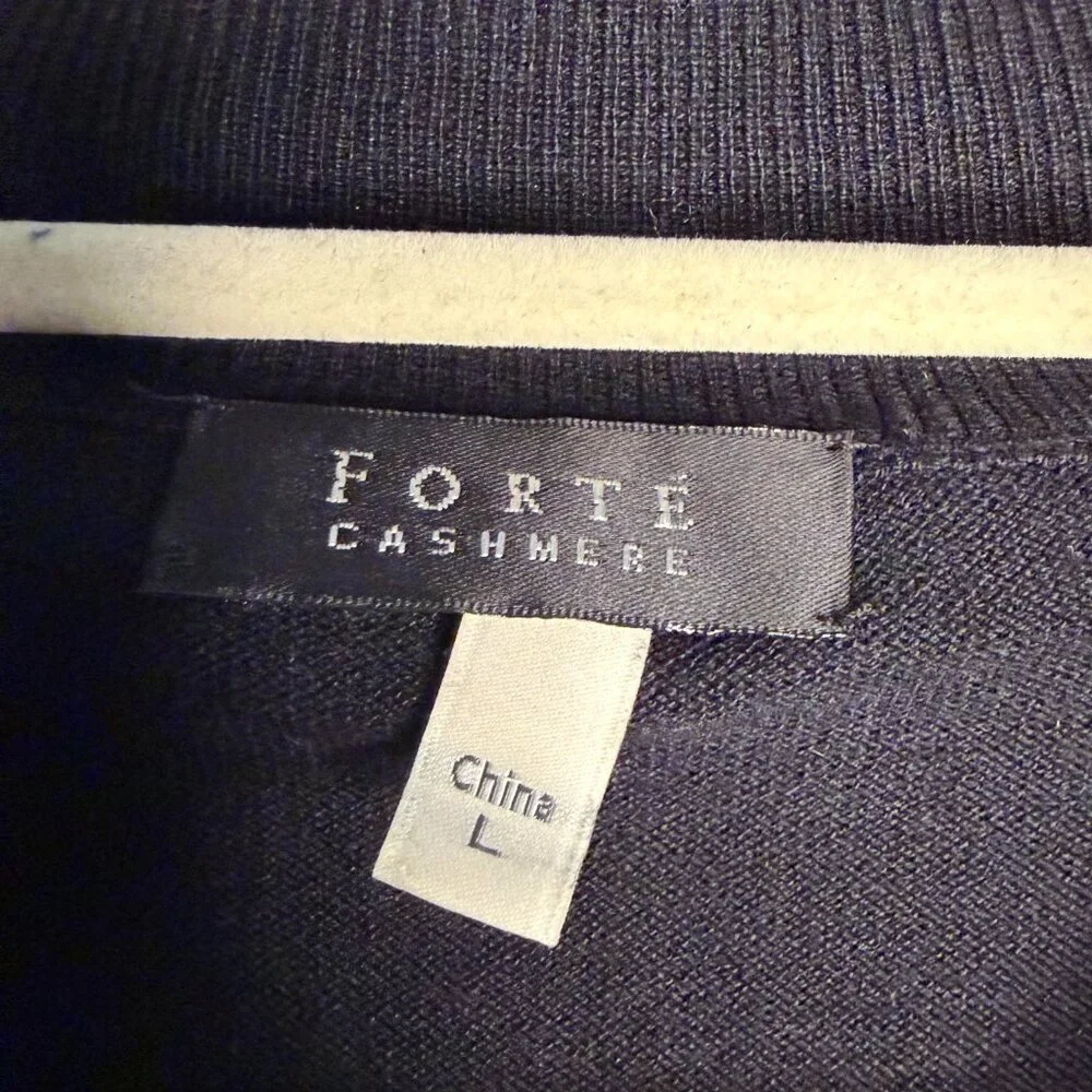 Forte Cashmere Silk Blend Mock Neck Quarter Zip Sweater Classic Preppy - Large